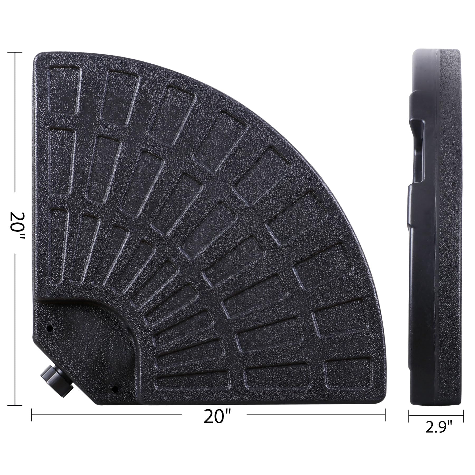 SUPER DEAL 4 Piece Cantilever Offset Patio Umbrella Base, Heavy Duty Outdoor Round Umbrella Stand with Easy Carry Handles Water or Sand Filled for Garden, Backyard and Poolside Black