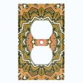thumbnail image 2 of Metal Light Switch Plate Cover Orange Brown Mandala Icy Flower Tile Pattern MDL050, 2 of 13