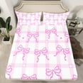 thumbnail image 2 of Feelyou Cartoon Bowknot Child Twin Sheet Sets, Girly Purple Bow-tie Twin Fitted Sheet, Dreamy Princess Style Flat Sheet, Luxury Bedroom Decor, 3-Piece, 2 of 7