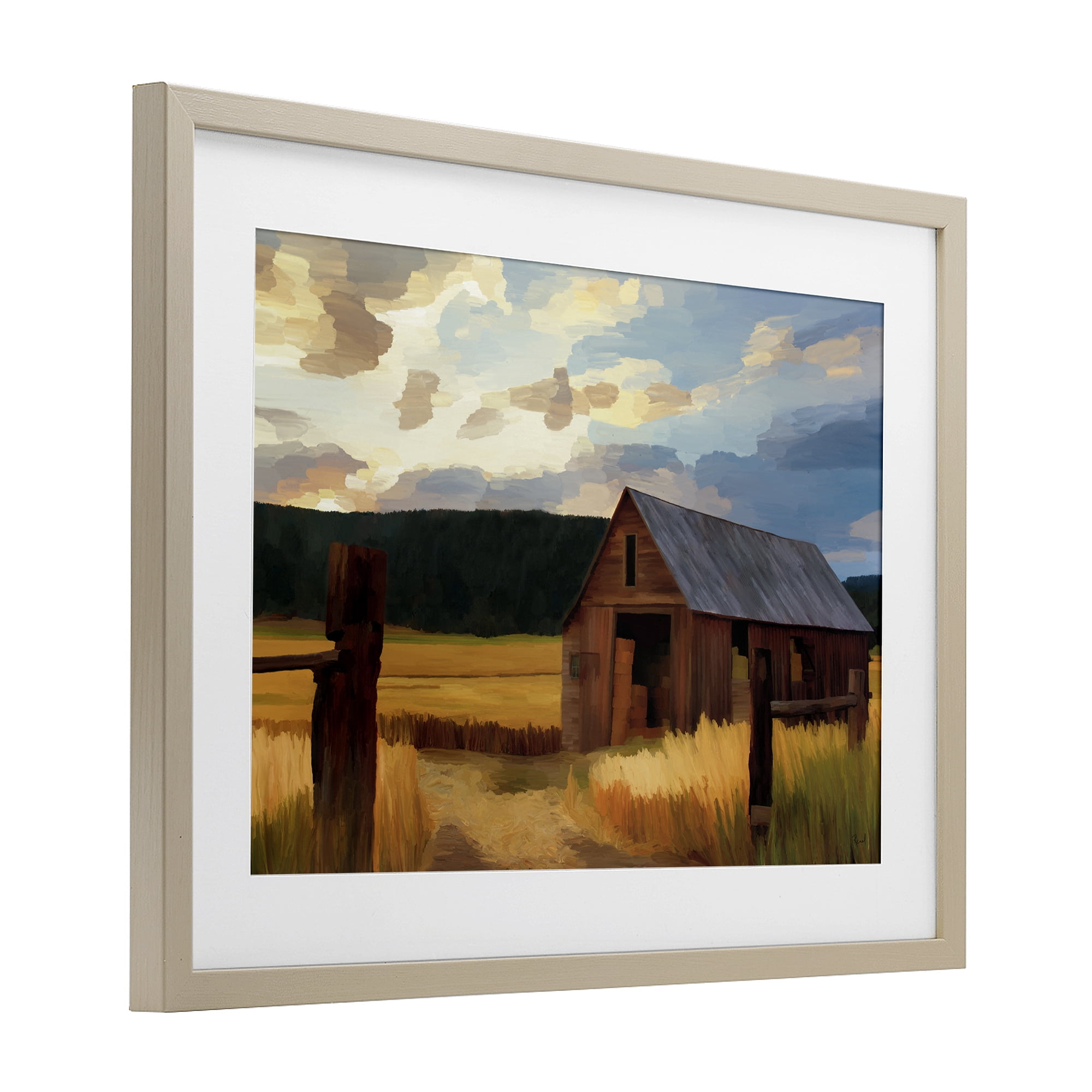 Stupell Industries Harvest Time Autumn Barn Birch Framed Print Under Glass, design by Renel Peters