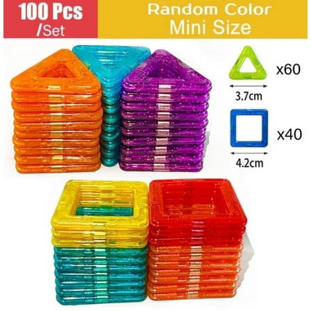 Triani 100 Pcs Magnetic Toys Magnetic Building Blocks 3D Easy to Use Magnetic Toys Inspirational Creative Learning for Boys and Girls(Multicolor)
