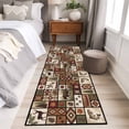 thumbnail image 4 of Country Patch Plaid 2'x6' Runner Rugs for Hallway Kitchen Bedside Non Slip, Brown Farmhouse Retro Bear Deer Cabin Entryway Rug Runners with Rubber Backing, Long Carpet Runner for Laundry Room, 4 of 8