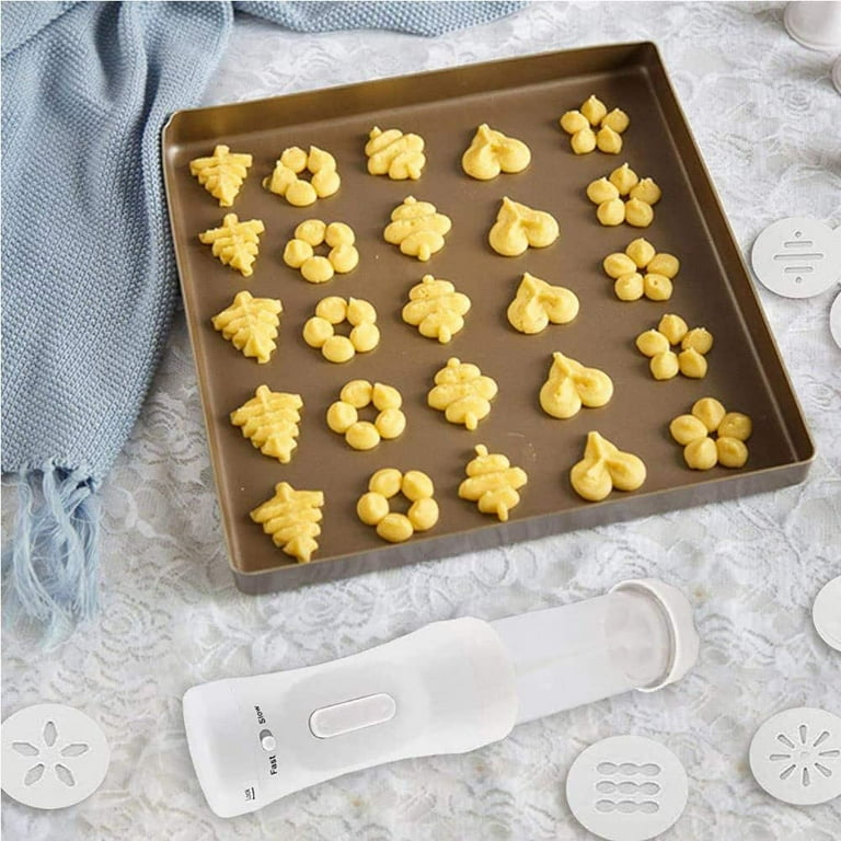 Qiilu Electric Cookie Press Electric Cookie Press Gun Abs Electric Cookies  Press Cake Cookies Maker Kit with 9 Discs and 1 Icing Tip for DIY Cookies