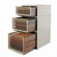 thumbnail image 4 of LEEYNEER1 Drawer Storage Organzier - Plastic Drawer Stroage  Stackable Storage Drawers  Light Brown, 4 of 5