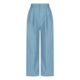 thumbnail image 4 of RYRJJ Women's Wide Leg Suit Pants Loose Fit High Elastic Waisted Business Casual Long Trousers Office Work Dress Pants with Pockets(Blue,XXL), 4 of 6