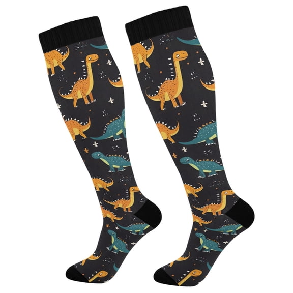 joogoo Cartoon Dinosaur-d2 Socks Women Men Knee High Sock