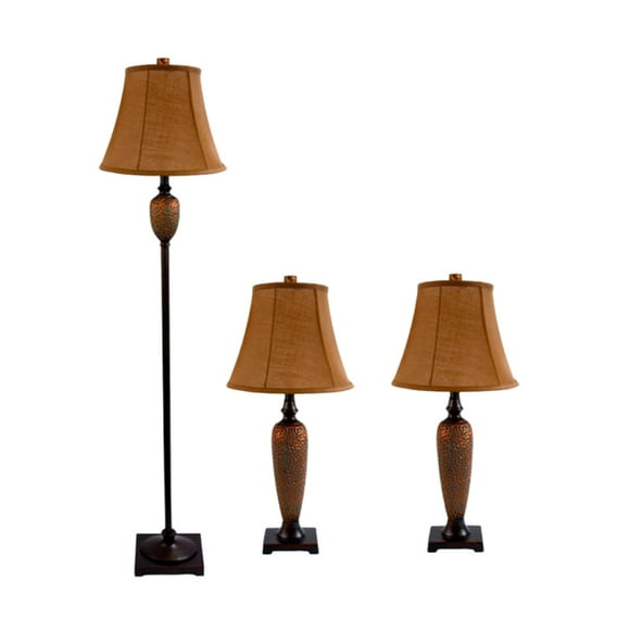 Elegant Designs Resin 3 Lamp Pack in Hammered Bronze