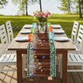 thumbnail image 4 of Table Runners 90 Inches Long Dress Scarves, Spring Botanical Farmhouse Coffee/Dining/Kitchen Table Runner for Living Room, Farmhouse Black Plaid Brown Wooden Grain 13x90 Inch, 4 of 9