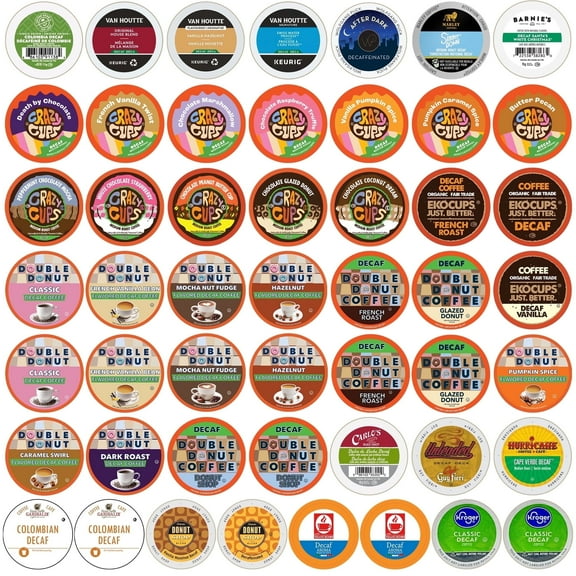 Perfect sampler variety Pack Decaf Coffee Single Serve Cups for Keurig K Cup Brewers, 50 Count