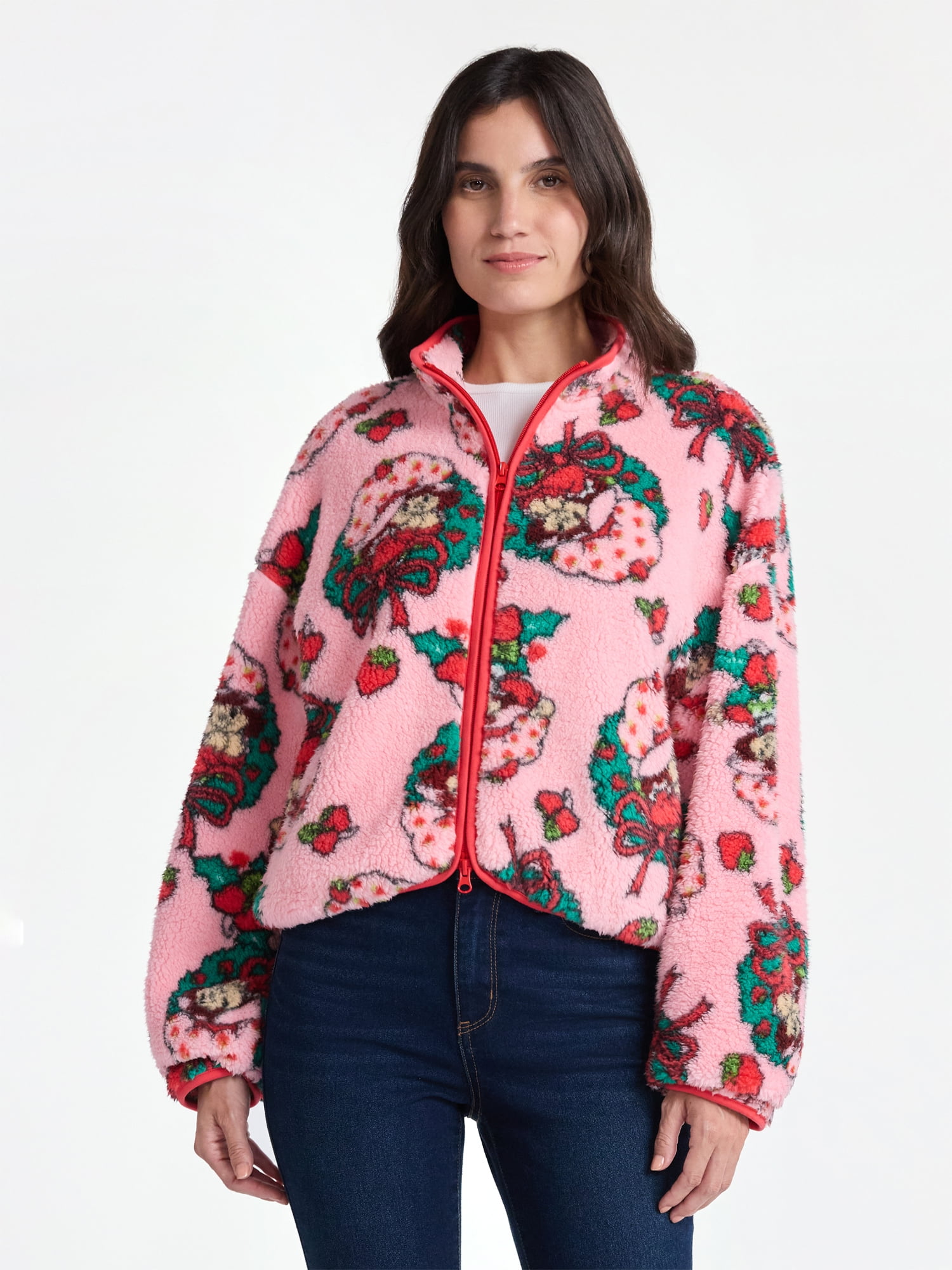 ジャケット・ブルゾン Strawberry Strawberry Shortcake Women's Christmas Print Woobie Fleece Jacket