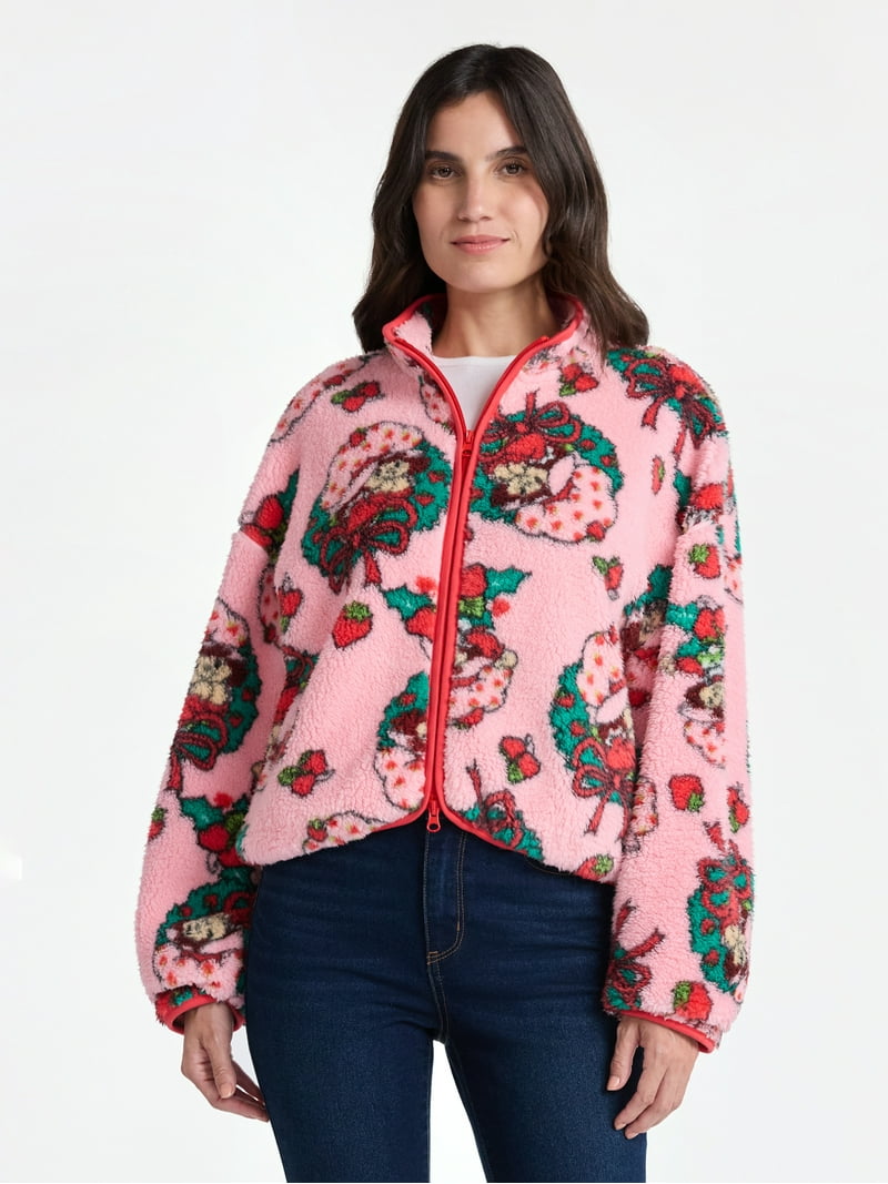 ジャケット・ブルゾン Strawberry Strawberry Shortcake Women's Christmas Print Woobie Fleece Jacket