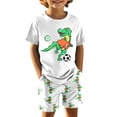 thumbnail image 4 of WhouRiu Boys Casual Outfits Short Sleeve Dinosaur Graphic Tees And Shorts Sets Kids Summer Clothes, 4 of 5