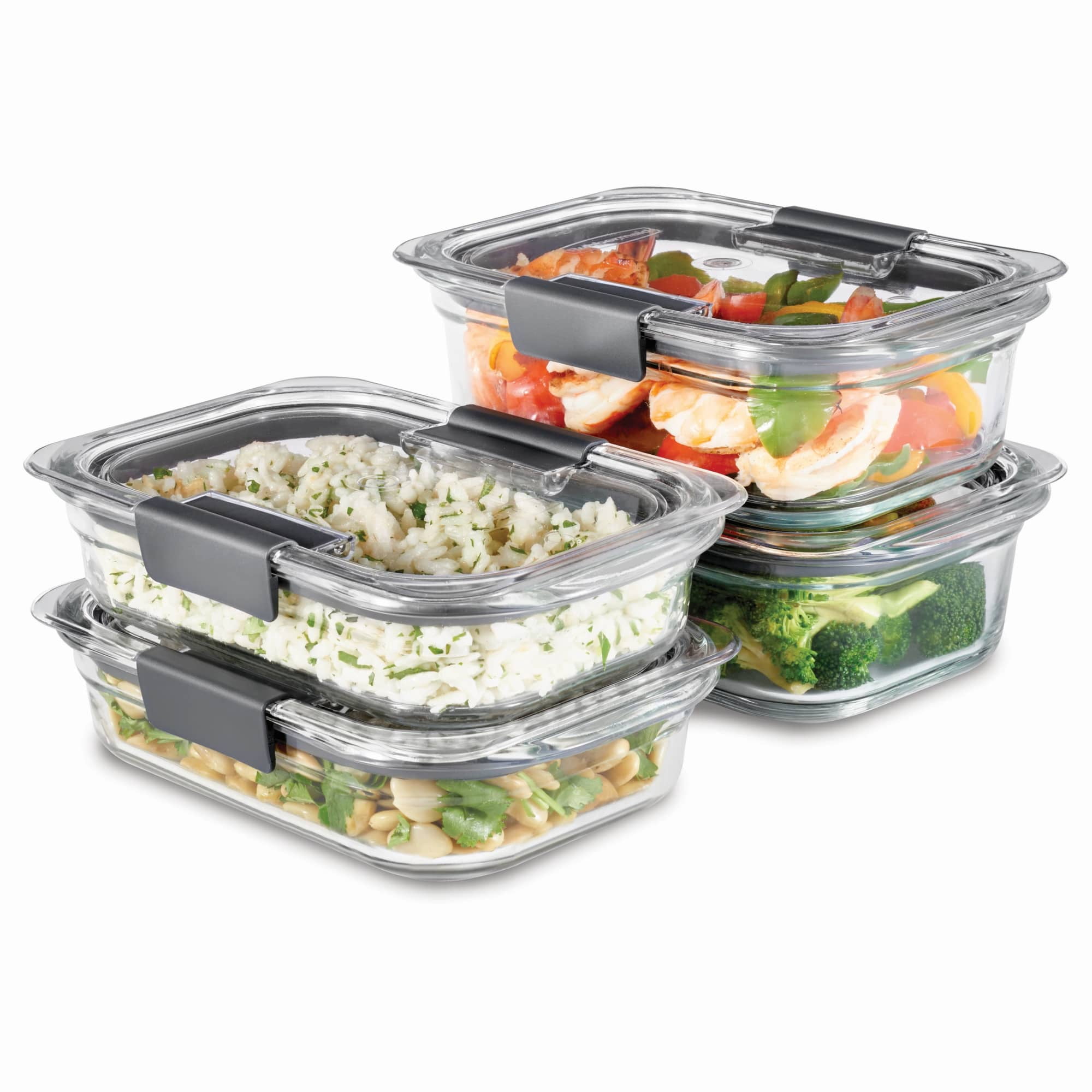 Rubbermaid Brilliance Glass Variety Set of 4 Food Storage Containers with Latching Lids