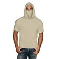 thumbnail image 3 of Fanxing Men Cooling Sun Shirts with Mask Big and Tall Rash Guards Short Sleeve Hoodies Sun Protection Face Cover Beige,XXL, 3 of 9
