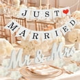 thumbnail image 6 of Ayieyill Mr and Mrs Sign for Wedding Party Table, Wedding Decorations for Reception, Wedding Signs (White with Banner), 6 of 8