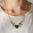thumbnail image 2 of Heart Necklace for Women, Goth Jewelry, Punk Demon Dragon Wing Love Heart Blue Evil Eye Pendant Necklace Couple Family Friendship Necklace Jewelry, Silver, 2 of 7