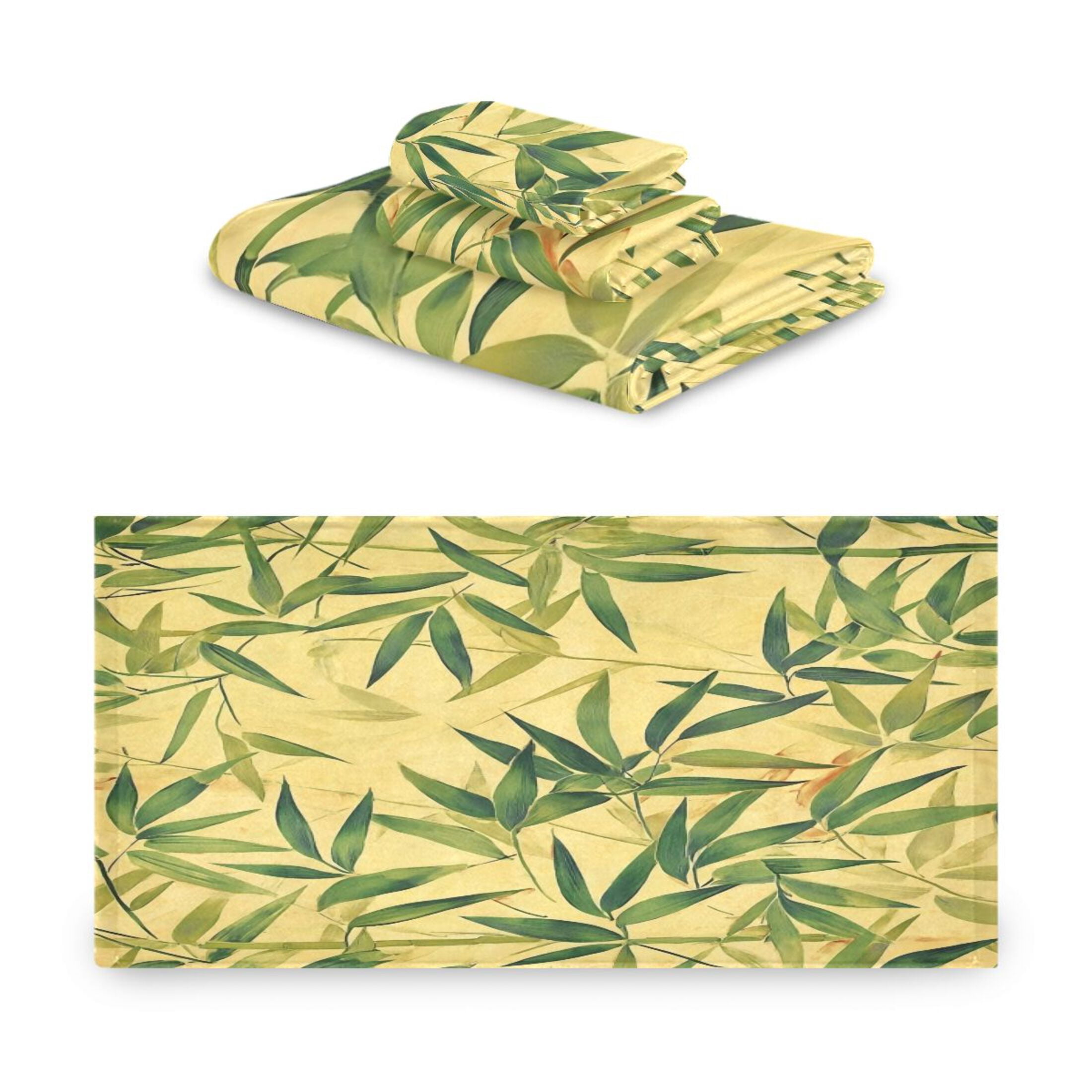 Three-Piece Towel Set Face Towel Towel Set Hand Towel Bath Towel Cotton Bath Towels Bath Towel Sets Hand Bath Towels Beautiful Bamboo Leaves Seamless