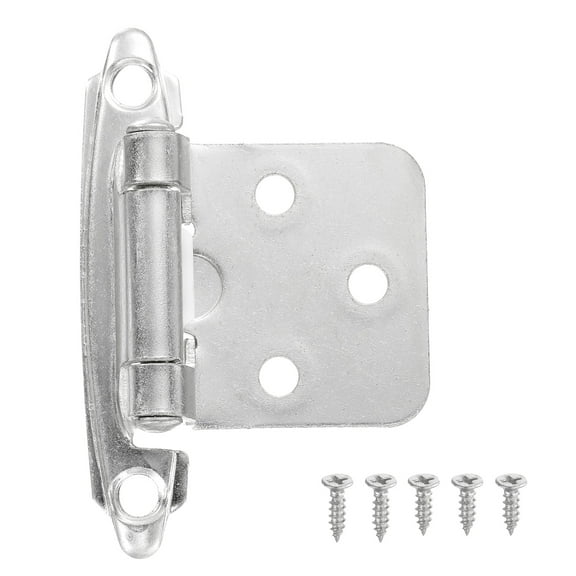 Uxcell 1/2 Inch Overlay Cabinet Hinges, 6 Pcs Self Closing Flush Mount Cabinet Door Hinges with Door Bumper, Silver