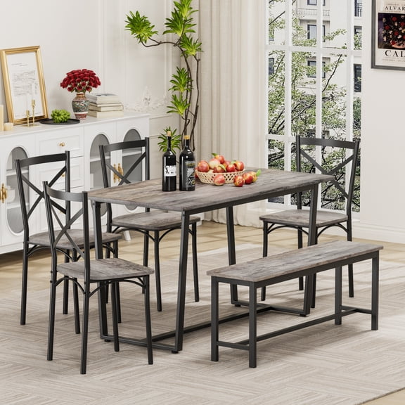 Pinovk 6 Pieces Dining Set 6-Piece Kitchen Table Set Perfect for Kitchen, Breakfast Nook, Living Room Occasions
