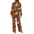 thumbnail image 4 of Garronmavis Boho Floral 2 Piece Pajama Set Long Sleeve Button-Down Sleepwear Soft Comfy PJS Casual V Neck Lounge Sets Loungewear Sleep Clothes, 4 of 7