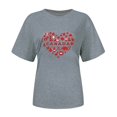 thumbnail image 4 of TSADFHJI Chandails en Molleton pour Femmes Mode Décontractée Unie Imprimé Mignon Col Rond Manches Courtes T-Shirt Haut S Gris, 4 of 6