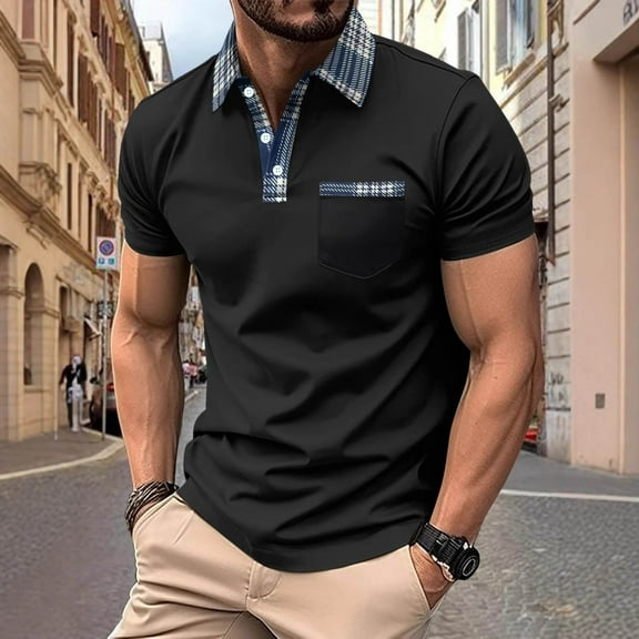 Yiliang Mens Shirts Vintage Wrinkle Free Polo Shirt Stretch Comfortable Structured Collar Summer Top business Ready Tee