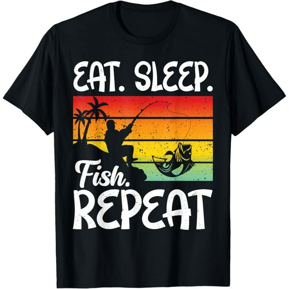 Eat Sleep Fish Repeat Fishing Lovers Boys Kids Men Fisherman T-Shirt