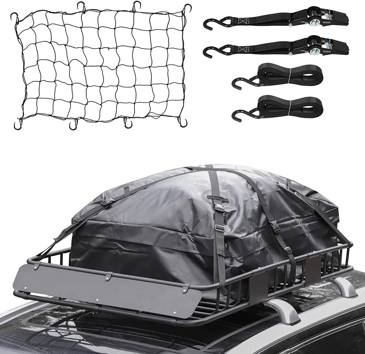 1Autodepot Roof Rack 54" x 34" Rooftop Basket Cargo Carrier with Cargo
