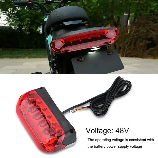 Electric Bicycle Rear Light, 48v Electric Led Light Rear Tail Warning Lamp Tail Light