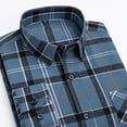 thumbnail image 3 of gbyLJF Men's Checked Lapel Shirt Plaid Printed Long Sleeve Top Casual Business Button Down Blouse with Pocket, 3 of 3