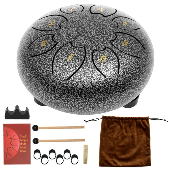 Threns Tank Drum Percussion Steel Drum Kit 6 Inch 8 Notes with Complete Accessories Ethereal Tone Exquisite Texture for Music Lovers​