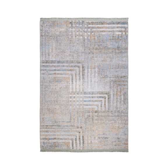 Katwijk Grey Geometric Polyester Area Rugs for Living Room Washable Rugs Boho Area Rug Soft Neutral Geometric Bohemian Carpet Distressed Indoor Rug for Bedroom Dining Room Office Foldable Nonslip Rug