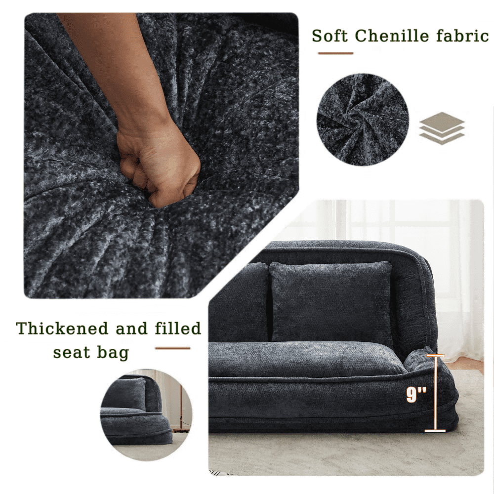Double Human Dog Bed, Convertible Lazy Sofa Bed with 5 Adjustable Position, 2-in-1 Extra Large Floor Couch for Adult & Pets