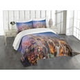 thumbnail image 3 of Ambesonne Urban Quilted Bedspread Set 3 Pcs, City Skyline District, Queen Size, Orange Yellow Blue, 3 of 5