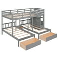 thumbnail image 6 of Harper & Bright Designs Full over Twin & Twin Bunk Bed, Wood Triple Bunk Bed with Drawers and Safety Guardrails for Bedroom, Gray, 6 of 15