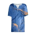 thumbnail image 5 of DeHolifer Women's T-Shirts Plus Size V-Neck Button Printed Short Sleeve Dressy Tunic Tops Summer Casual Tee T-Shirts Blue M, 5 of 5