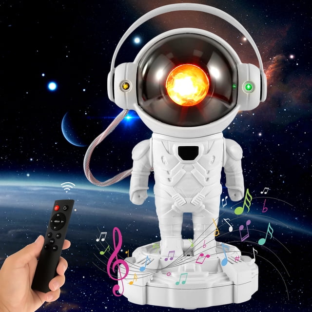 Astronauta Galaxy Proyector Cielo estrellado Luz nocturna con altavoz Bluetooth inalámbrico Temporizador de base Proyector de estrellas LED Lámpara de nebulosa para dormitorio Techo Regalos para niños