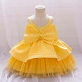 thumbnail image 2 of MEZZALL Toddler Girls 1st Birthday Princess Dress With Bow & Tulle Skirt Strapless Flower Girl Party Gown For Baby 1 3 Years Cute Baby Wear 18-24M, 2 of 8
