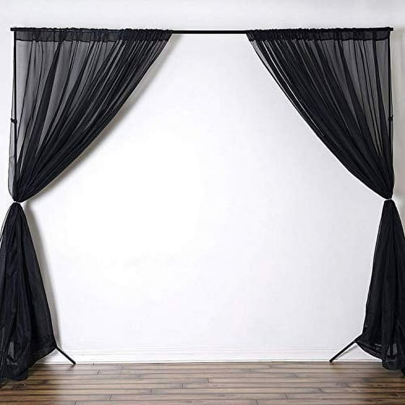 AK-Trading 58" x 120" Black Chiffon Drapes Panels for Wedding Events & Decor- Backdrop Draping Curtains