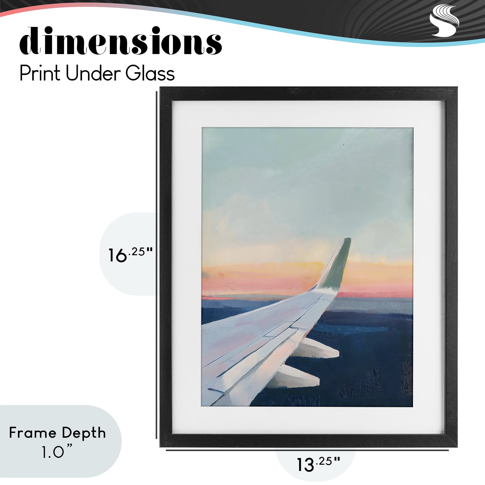 Stupell Industries Airplane Wing Sunset Black Framed Print Under Glass, design by The Prints Vibe