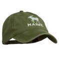 thumbnail image 5 of Maine State Moose Embroidered Washed Dyed Cap - Olive Green OSFM, 5 of 5
