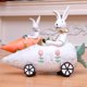 thumbnail image 1 of Adorno de resina de conejo de PascuaCarrot Car • Decoración de Pascua en el escritorio • Figurita blanca naranja 6,3x7,87x3,15 in • Decoración de estantería para coches domésticos, 1 of 7