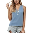 thumbnail image 3 of ZyeKqe Sleeveless Tops for Women Causal Sleeveless V-Neck Button T-Shirt Top Blouse Solid Color Vest, 3 of 7