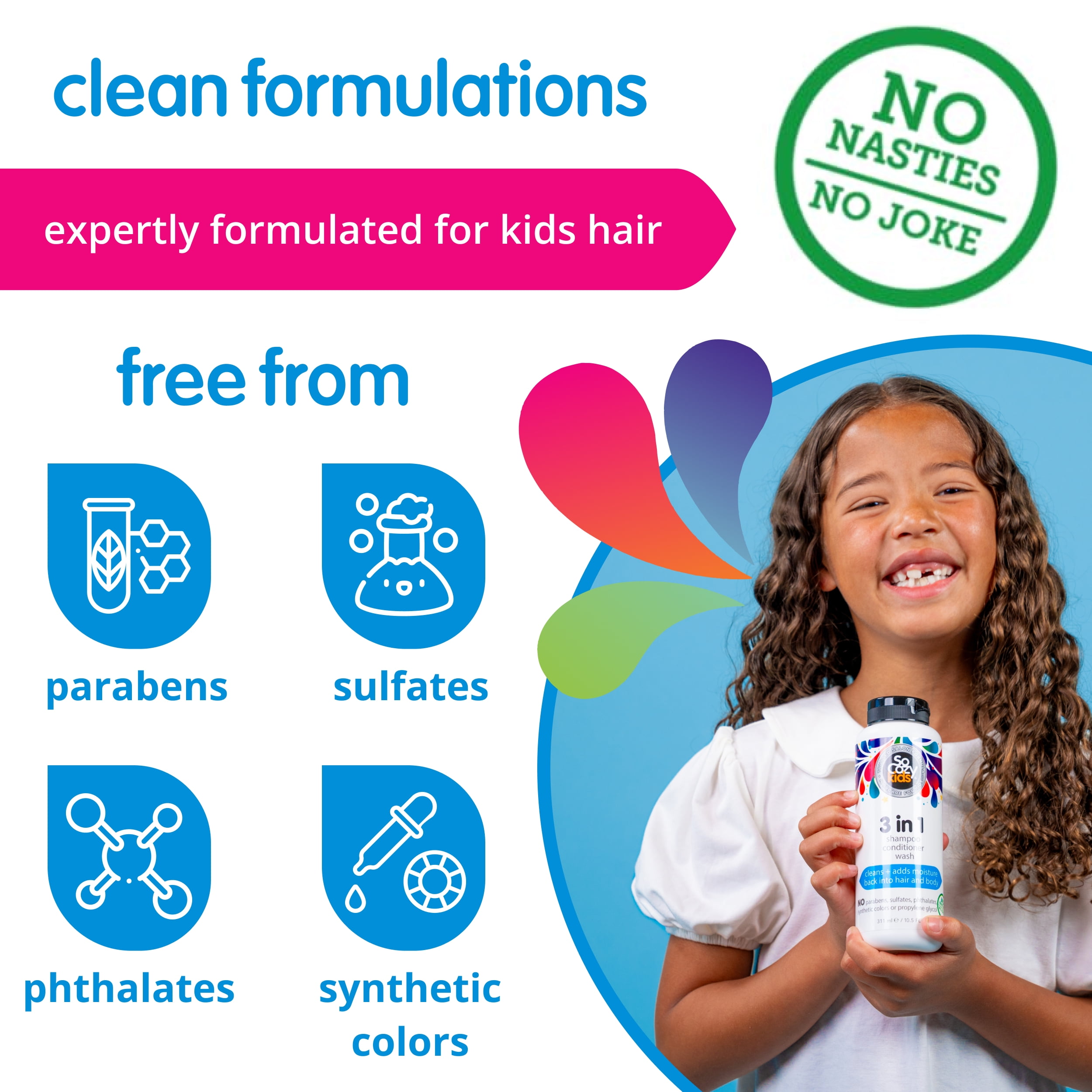 SoCozy Kid's 3-in-1 Shampoo, Conditioner, Body Wash, Kiwi