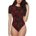 thumbnail image 1 of Balery Rose Body de cuello redondo de manga corta para mujer Tops de manga corta Tops básicos-Large, 1 of 7