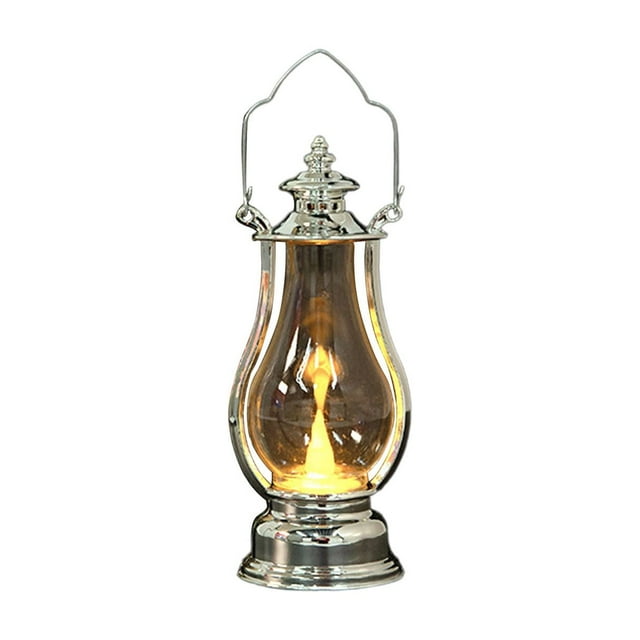 Silver Led Electronic Candle Lamp Lantern Wind Lamp Candle Decoration For Home Holiday Decor 6.30X2.63X2.56 Inch