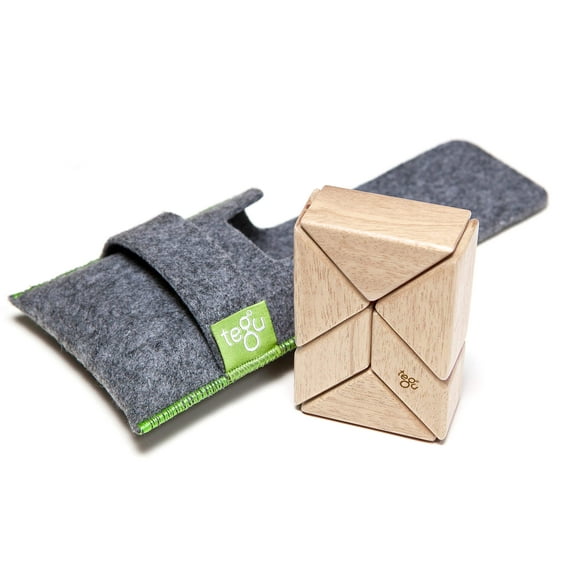 Ensemble de 6 Pcs Tegu Pochette Prisme Magnétique Bloc en Bois, Naturel