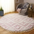 thumbnail image 2 of SAFAVIEH Moroccan Tassel Larry Geometric Shag Area Rug, Ivory/Pink, 6'7" x 6'7" Round, 2 of 7
