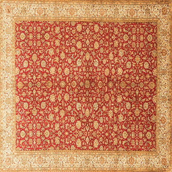 Ahgly Company Indoor Square Persian Orange Traditional Area Rugs, 7' Square