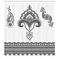 thumbnail image 3 of Ambesonne Folk Shower Curtain, Floral Pattern Doodle Ornate, 69"Wx75"L, White and Black, 3 of 3